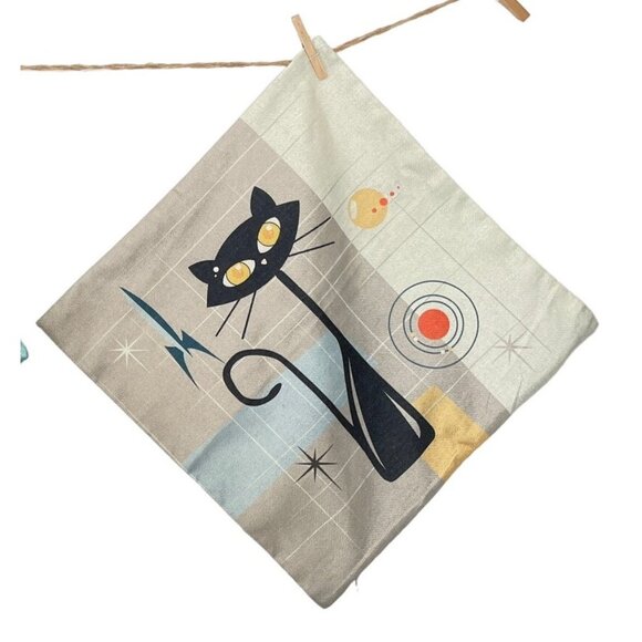Pillow Covers Siamese Cat Mid Century Modern George Jetson Futuristic - Picture 4 of 4